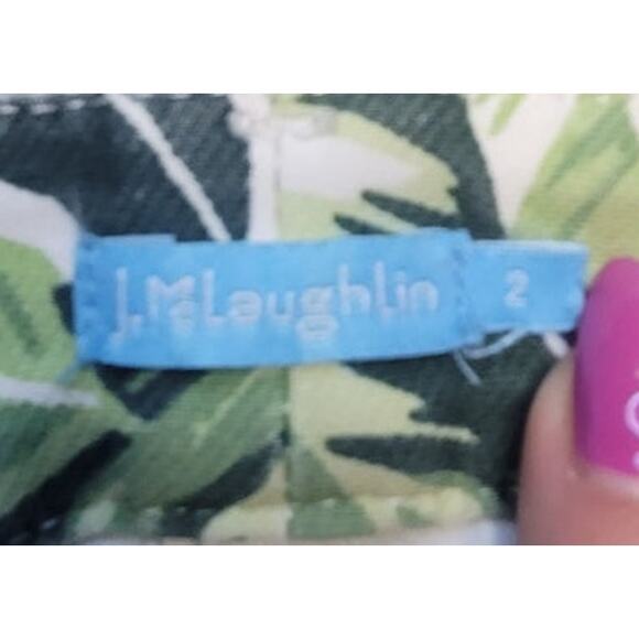 J.McLaughlin Palm Print Lexi Slim Jeans | Green White | Sz 2 NWOT - Picture 6 of 10